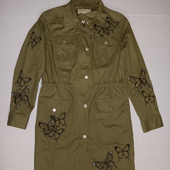 MICHAEL MICHAEL KORS LIGHTWEIGHT BUTTERFLY EMBROIDERED UTILITY JACKET - Picture 7 of 13